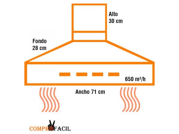 Campana grupo filtrante  Cata ARMONIA 60 X, 3 Velocidaes, 645 m³/h, 60 cm,  Acero Inox